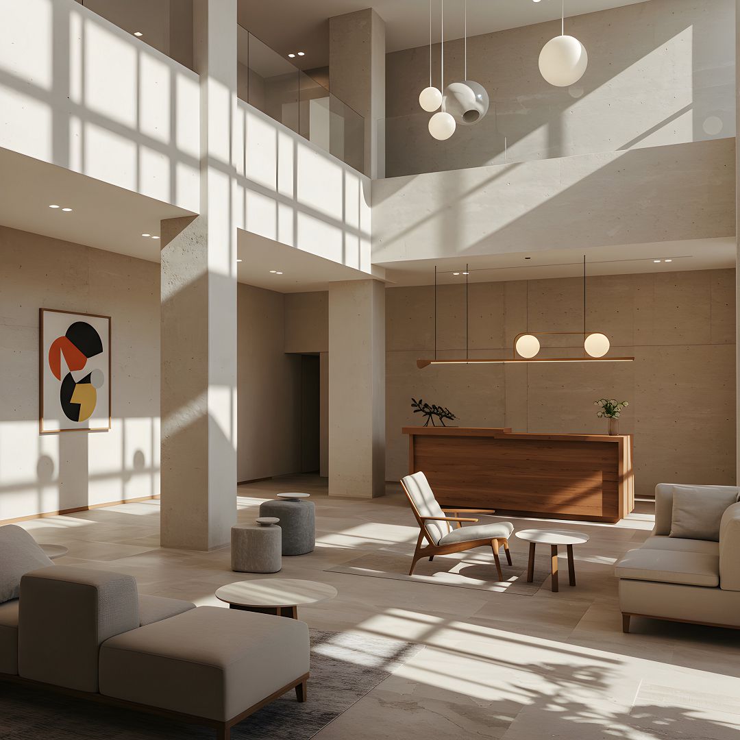 Modern minimalist lobby interior design
